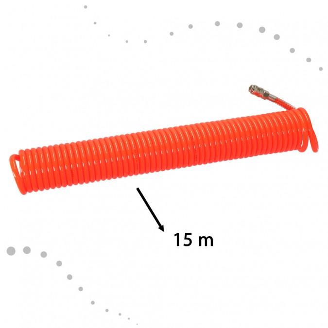 Furtun pneumatic, spiralat, pentru compresor, 12 mm, 5 m