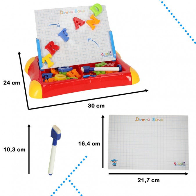 Tabla magnetica educationala pentru invatarea nemerelor si literelor, rosie