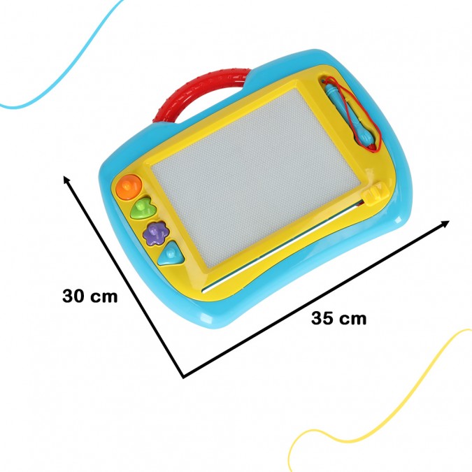 Tabla magnetica educativa de desenat, cu stampile, albastra