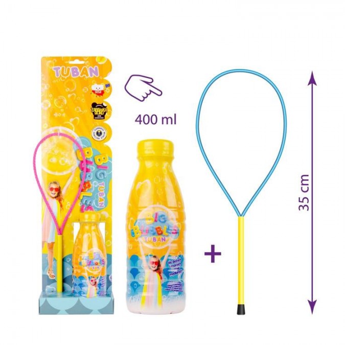 Set pentru baloane de sapun, inel din plastic si lichid pentru baloane 400 ml