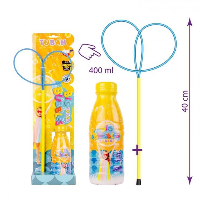 Set pentru baloane de sapun, inel din plastic si lichid pentru baloane, 400 ml