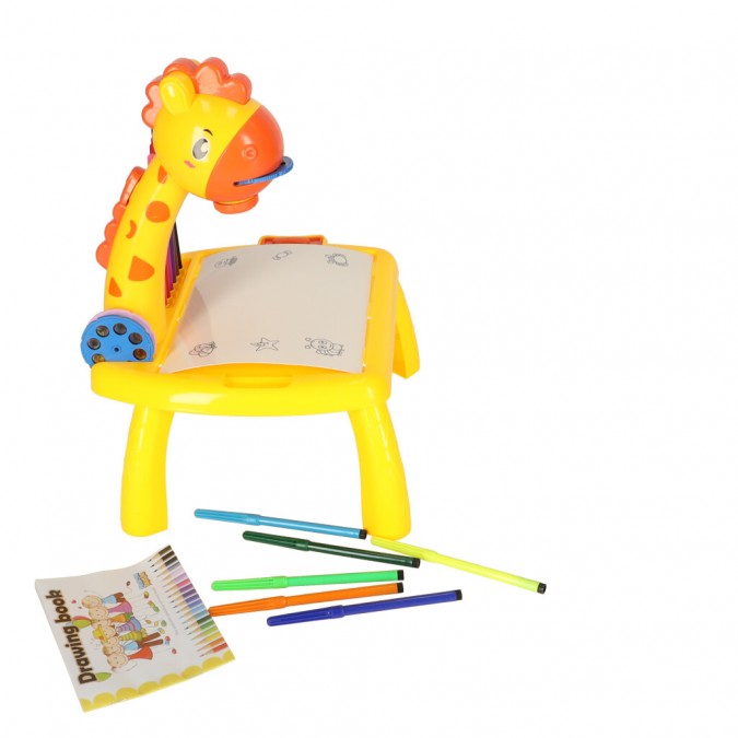Masa de desenat cu proiector, girafa galbena