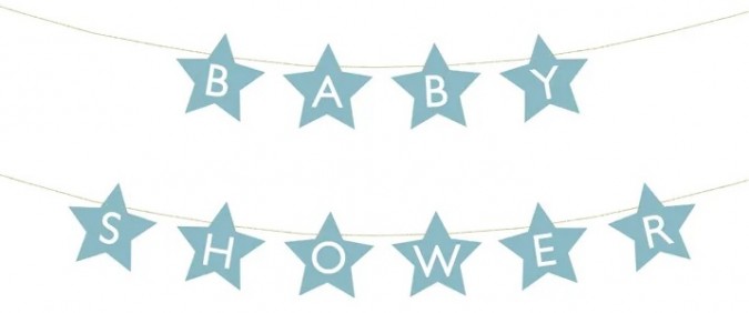 Banner în forma de stea cu inscriptia Baby Shower 290x16,5 cm