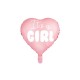 Balon din folie "este fata" pentru baby shower, inima roz, 48 cm