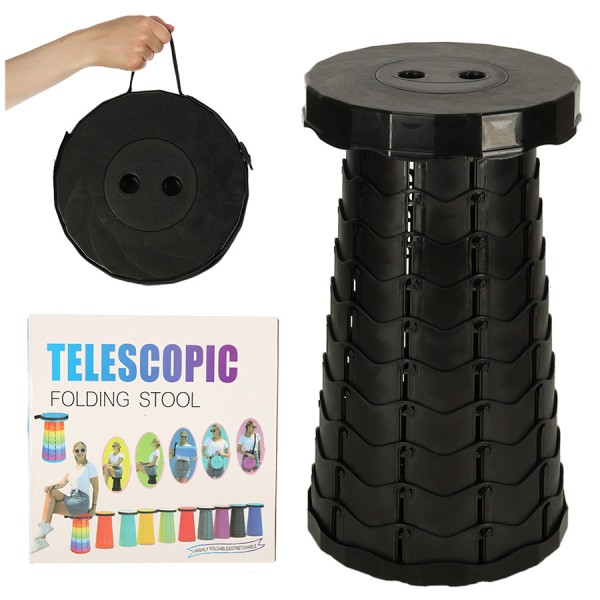 Scaun pliant, taburet extensibil, negru [1]