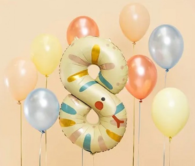 Balon din folie, pentru ziua de nastere, cifra 8, 43 x 72 cm