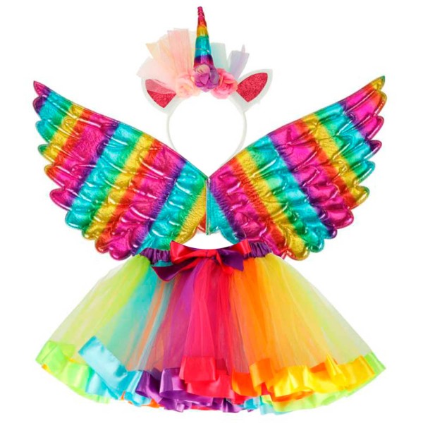 Costum unicorm multicolor, fusta, aripioare si bentita [1]