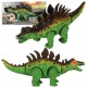 Dinozaur Stegosaurus, jucarie interactiva cu baterie, cu sunete si lumini, verde