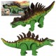 Dinozaur Stegosaurus, jucarie interactiva cu baterie, cu sunete si lumini, verde