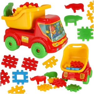 Masinuta de plastic, basculanta cu blocuri de constructie +2 ani Masinuta de plastic, basculanta cu blocuri de constructie +2 ani