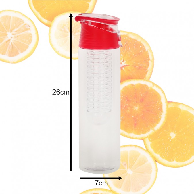 Sticla de apa cu inserție de fructe, 800ml, roz