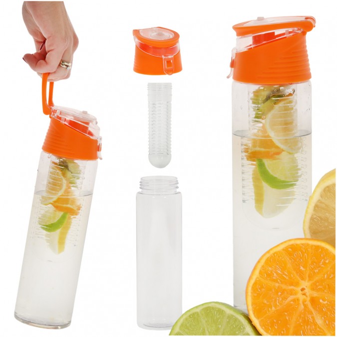 Sticla de apa cu inserție de fructe, 800ml, portocaliu