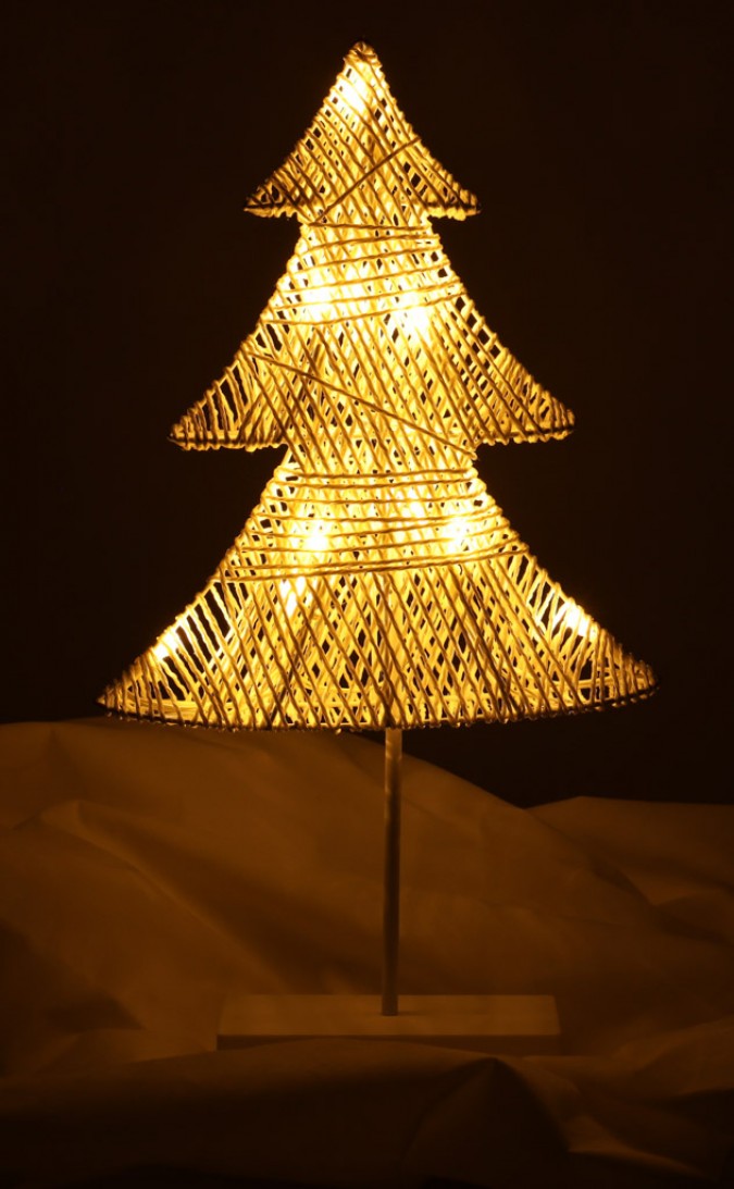 Copacel decorativ pentru Craciun 39cm, 10 leduri, galben cald, cu baterii