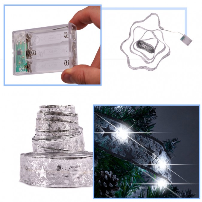 Panglică LED 10m 100LED lumini de Crăciun lumini de pom de Crăciun decorare Crăciun alb rece cu baterii