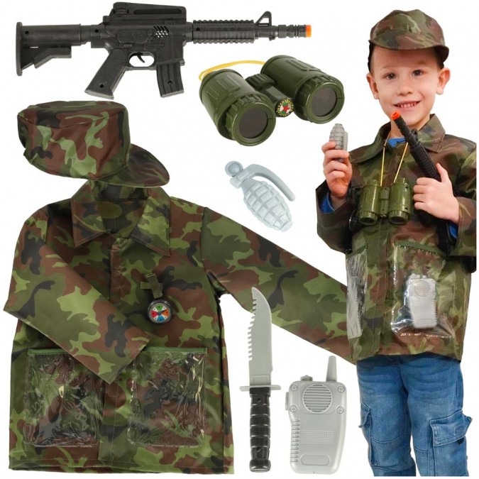 Costum de soldat cu accesorii 3-8 ani