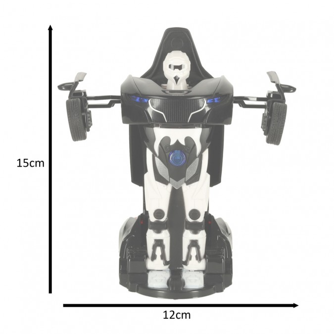 Mini transformator, 2 in 1 masina si robot, cu efecte luminoase si sonore, negru