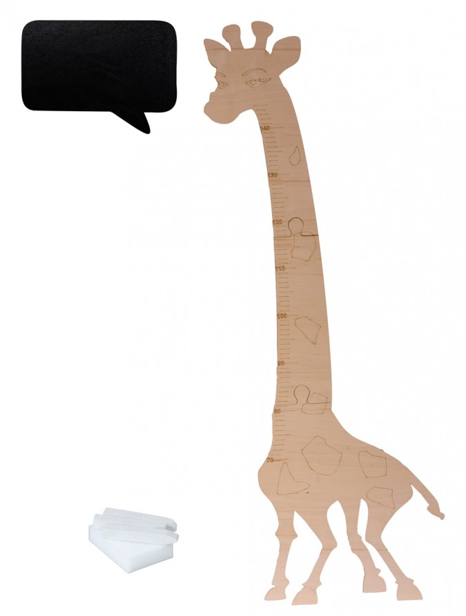 Girafa din lemn pentru masurarea inaltimii ,125 cm si o tabla cu creta, 32 x 44 cm