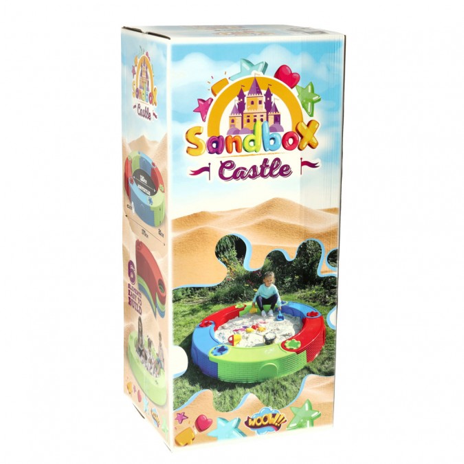 Sand pit din plastic colorat, banci pliabile