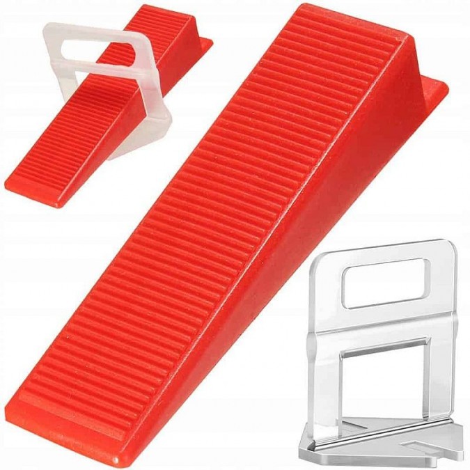 Set 100 cleme nivel placi gresie, faianta, 2 mm, material plastic