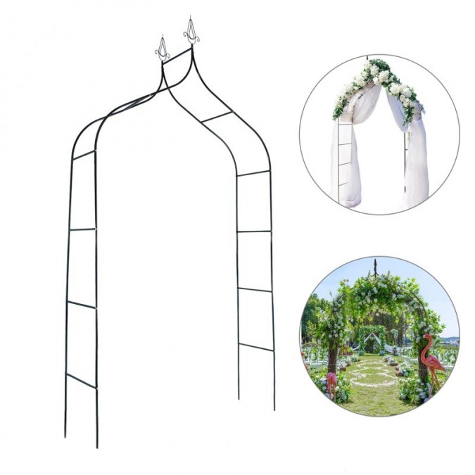 Pergola decorativa de gradina constructie metalica stil gothic 240x128x37 cm