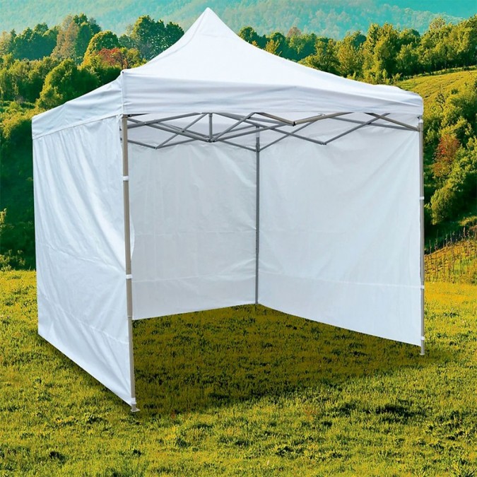 Cort de gradina quick tent 3 pereti laterali 3x3x3 m inaltime reglabila montare usoara cadru otel alb