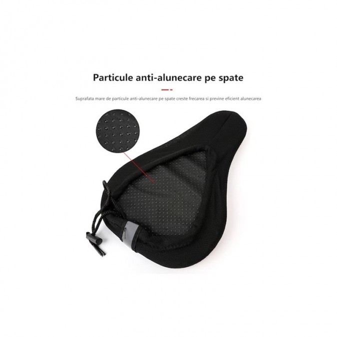 Husa ergonomica pentru scaun bicicleta, antiderapanta, spuma, 28 x 17.5 cm, negru