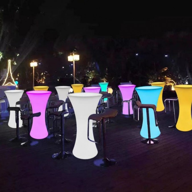 Masa cocktail iluminata led rgb, 16 culori interschimbabile, control telecomanda, 112x58 cm