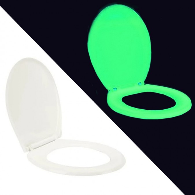 Capac de wc fosforescent, soft close, lumineaza verde in intuneric