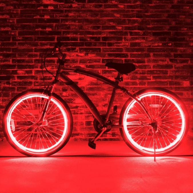 Kit fir luminos el wire pentru tuning roti bicicleta lungime 4 m invertoare incluse culoare rosu