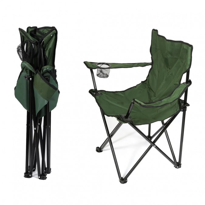 Scaun pentru camping pliabil si portabil suport pahar 50x82x80 cm verde