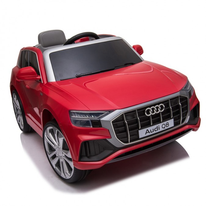 Masinuta electrica audi q8 lumini led fata/spate bluetooth usb mp3 roti spuma eva 108x66x55 cm rosie