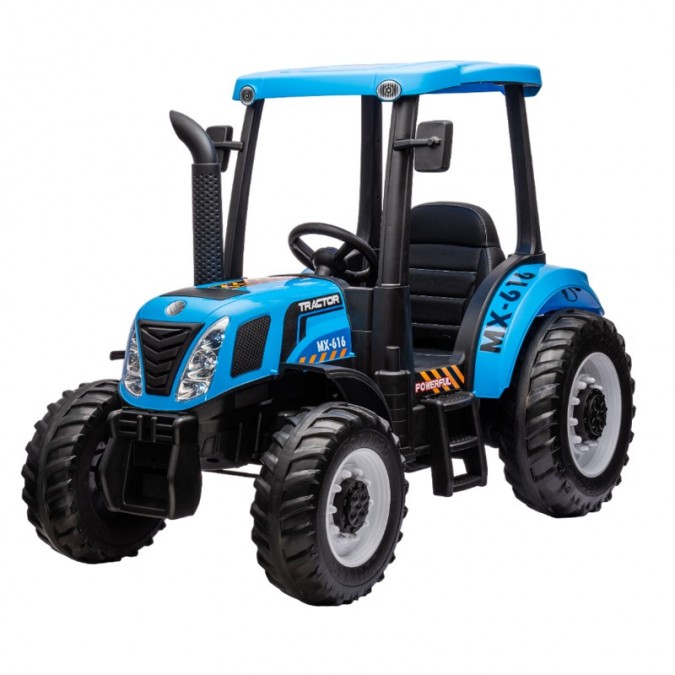 Tractor electric pentru copii muzica lumini usb mp3 roti spuma eva 2 x 24v albastru