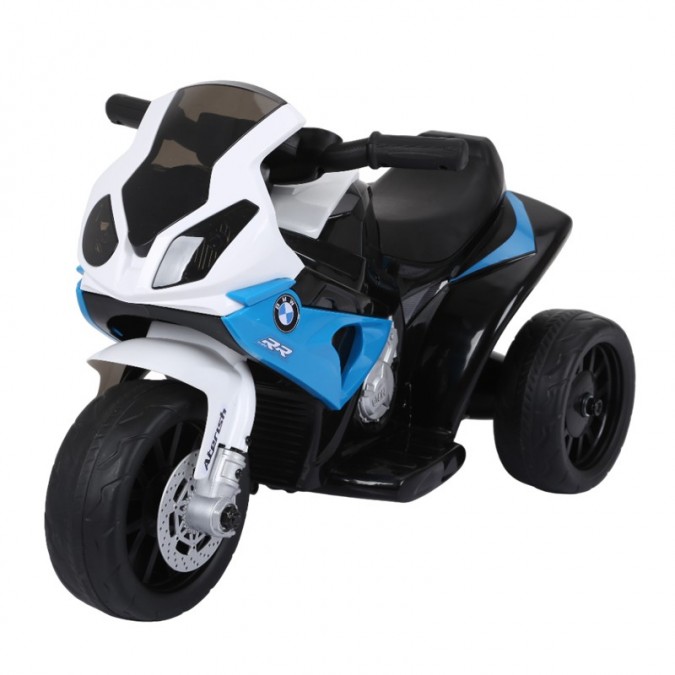 Motocicleta electrica pentru copii bmw s1000 rr muzica faruri baterie 6v/7ah alb albastru