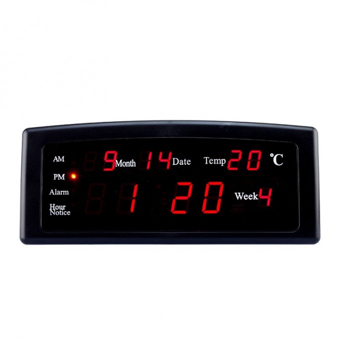 Ceas digital afisaj led rosu data alarma temperatura negru caixing