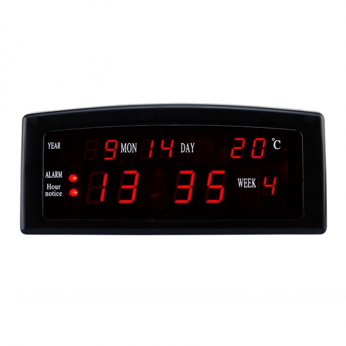 Ceas birou afisaj led rosu calendar alarma format am/pm caixing