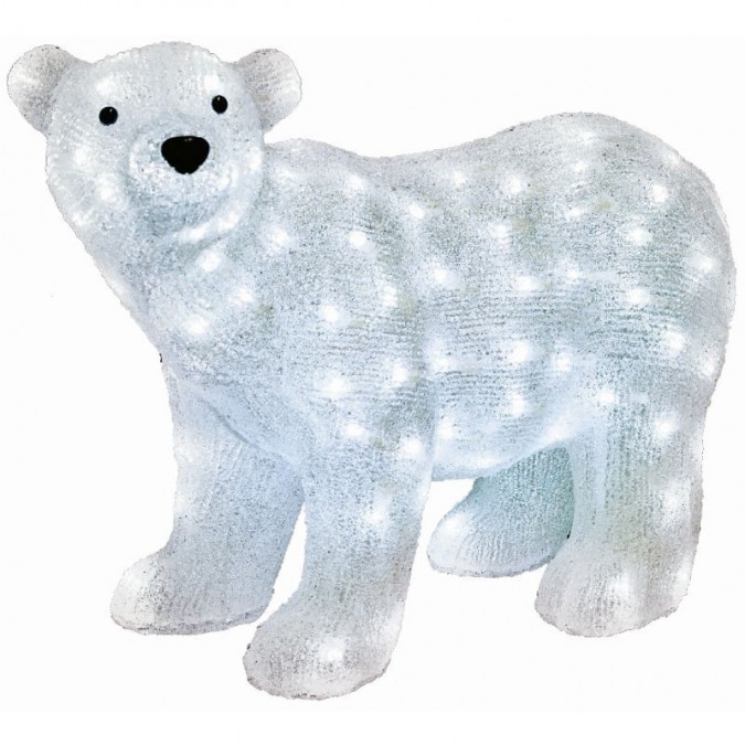 Figurina craciun urs polar acril 120 led-uri alb rece ip44 58x42 cm