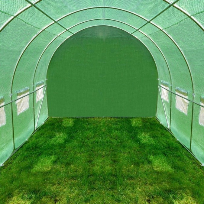 Sera solar tip tunel pentru gradina, 6x3x2 m, folie pe 140g/mp, filtru uv4, ferestre