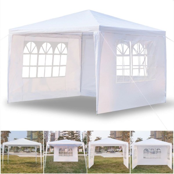 Cort pentru gradina 3x3 m, pavilion 3 pereti cu ferestre laterale, cadru de otel, impermeabil, 85g/mp [1]