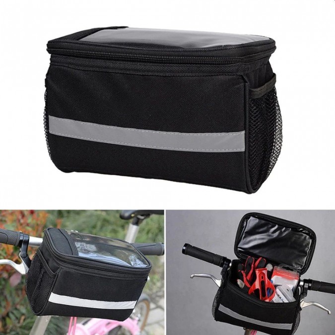 Geanta bicicleta fixare pe ghidon compartiment telefon 19x10x16 cm