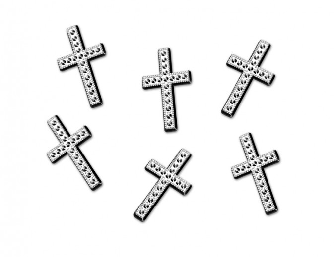 Embellishments Cross silver 27mm (Set 25 bucati)