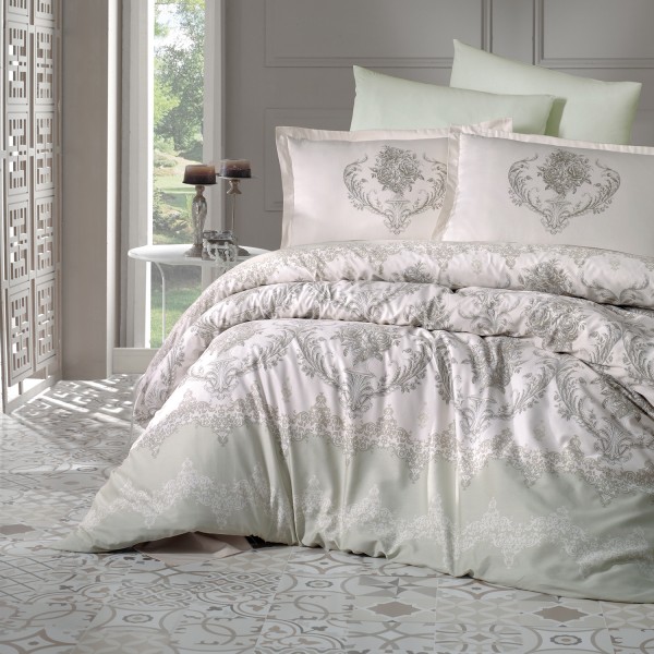 Lenjerie de pat matrimonial, 4 piese, Bumbac 100% Satin Deluxe ADRA V2 [1]