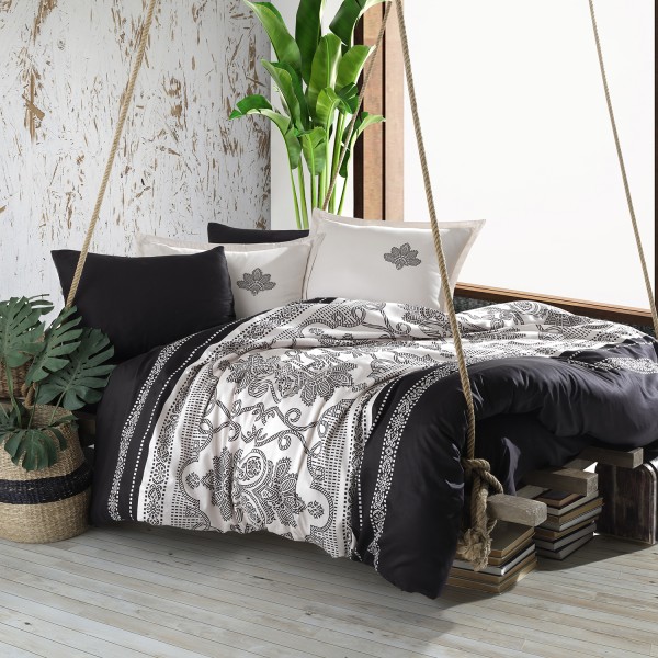 Lenjerie de pat matrimonial, 4 piese, Bumbac 100% Satin Deluxe AHISKA [1]