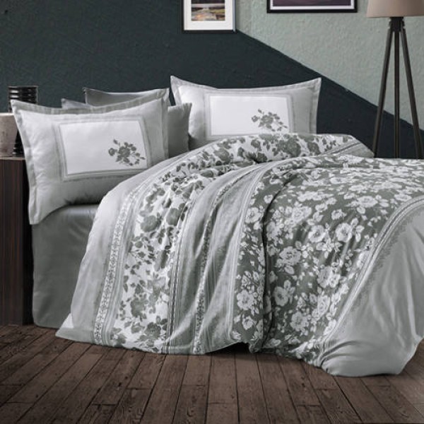 Lenjerie de pat matrimonial, 4 piese, Bumbac 100% Satin Deluxe ALURA V2 [1]