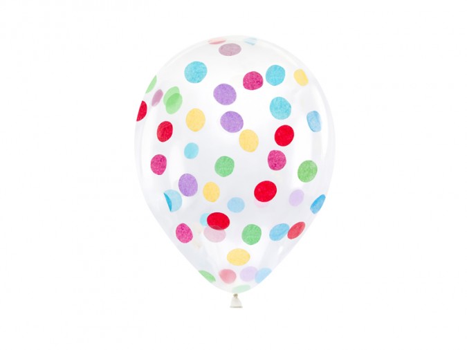 Confetti balloons - circles 30cm mix (1 pkt / 6 pc.)