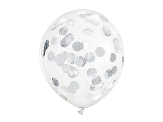 Confetti balloons - circles 30cm silver (Set 6 bucati)