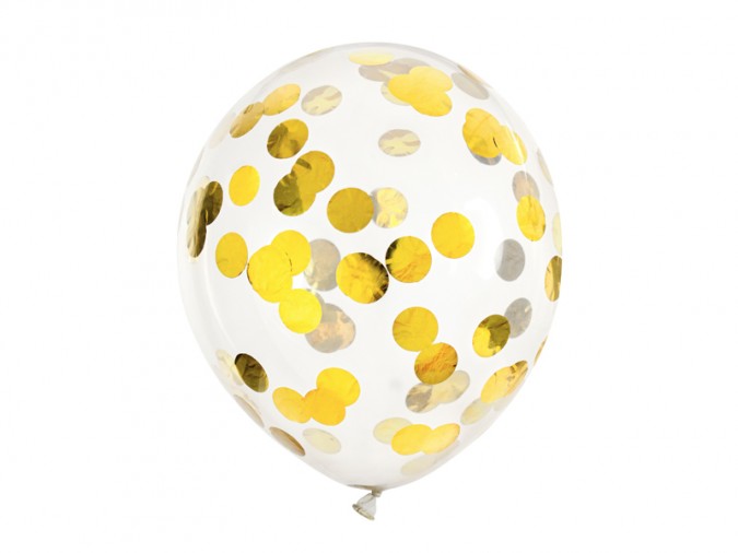 Confetti balloons - circles 30cm gold (1 pkt / 6 pc.)