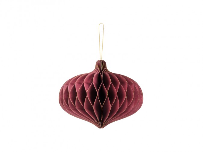 Paper honeycomb ornament Oval deep red 18x15cm