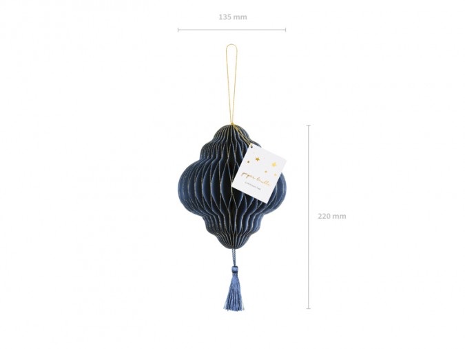 Paper honeycomb ornament Lantern navy blue 13 2x15cm