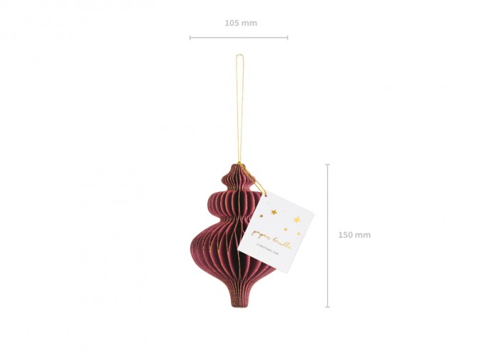 Paper honeycomb ornament Icicle burgundy 10x15 cm
