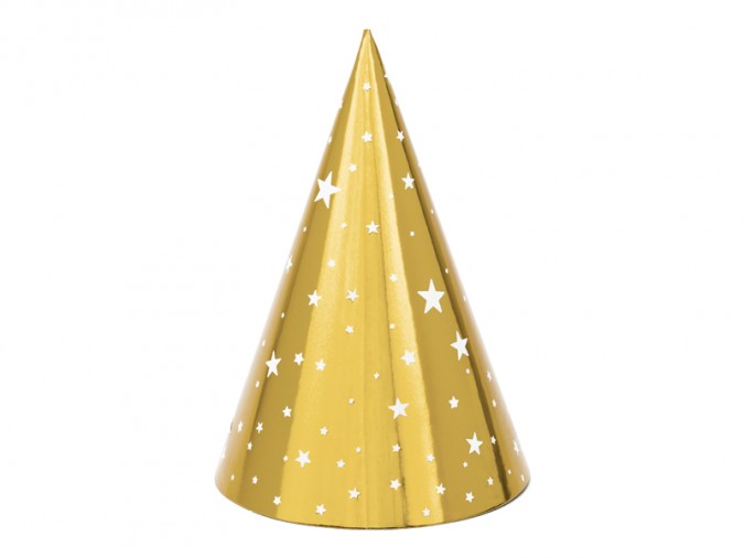 Party hats Stars gold 16cm (Set 6 bucati)